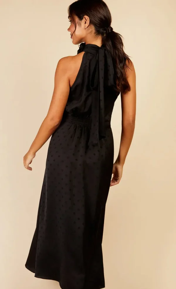 Little Mistress Occasionwear<Lorna Rosette Midaxi Dress (Black Spot Print)