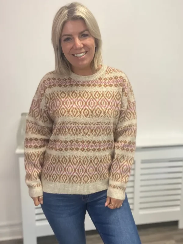 Ichi Jumpers & Cardigans<LOUISA JUMPER (OATMEAL MELANGE)