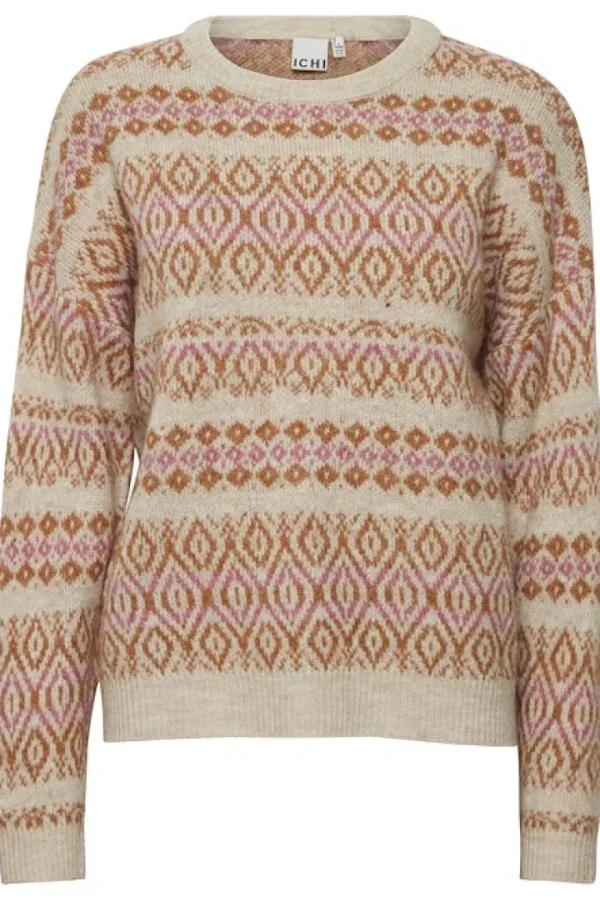 Ichi Jumpers & Cardigans<LOUISA JUMPER (OATMEAL MELANGE)