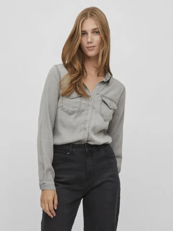 Vila Shirts & Blouses<Luca Denim Shirt (Light Grey)