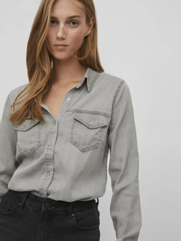 Vila Shirts & Blouses<Luca Denim Shirt (Light Grey)