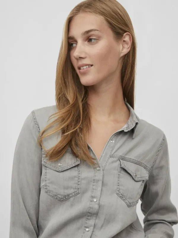 Vila Shirts & Blouses<Luca Denim Shirt (Light Grey)