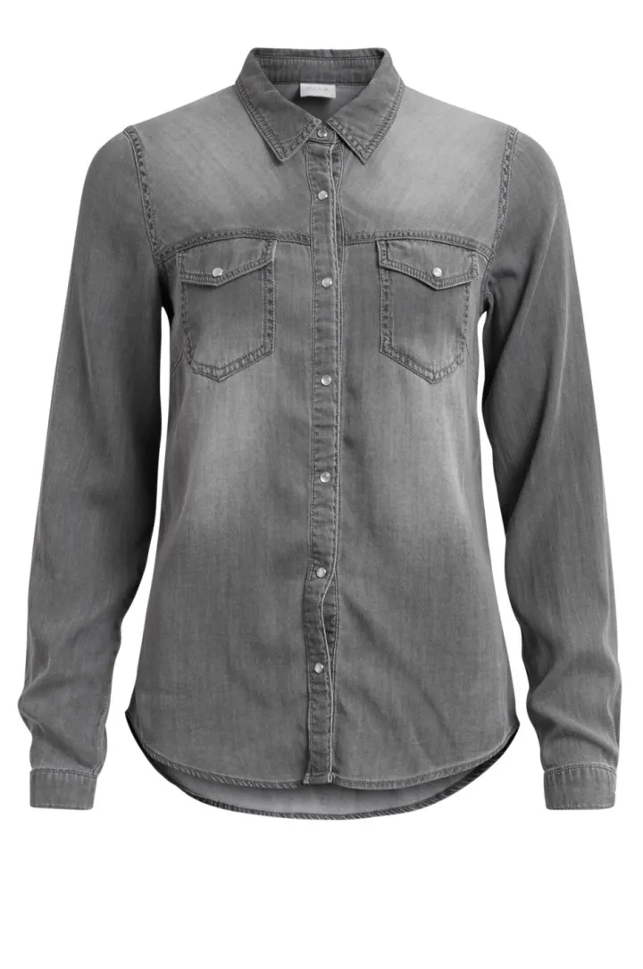 luca_denim_shirt_light_gr_5.webp Vila Shirts & Blouses<Luca Denim Shirt (Light Grey)