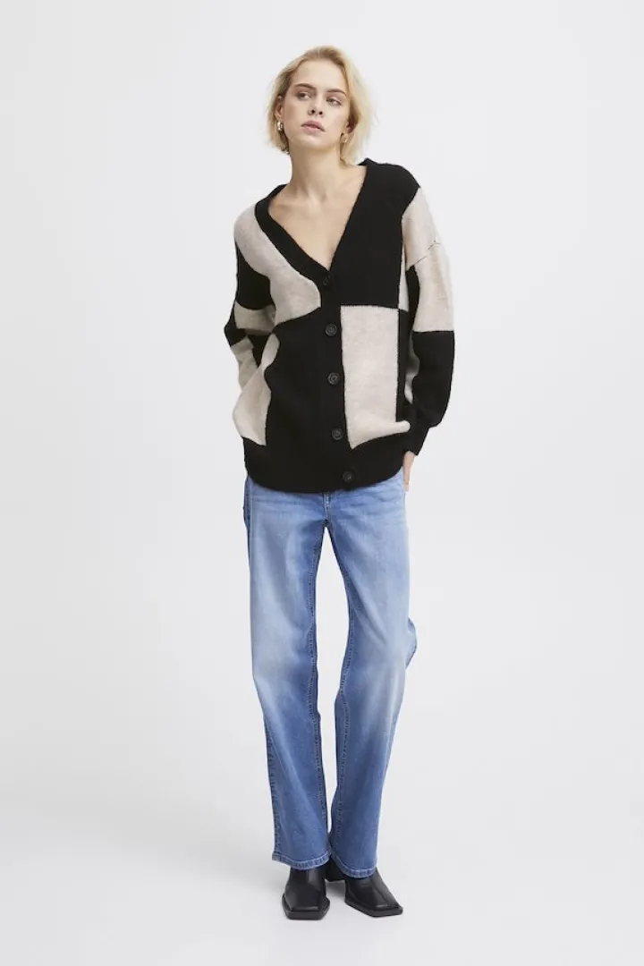 lura_cardigan_meteorite_c_4.webp Ichi Jumpers & Cardigans<LURA CARDIGAN (METEORITE CHECK)