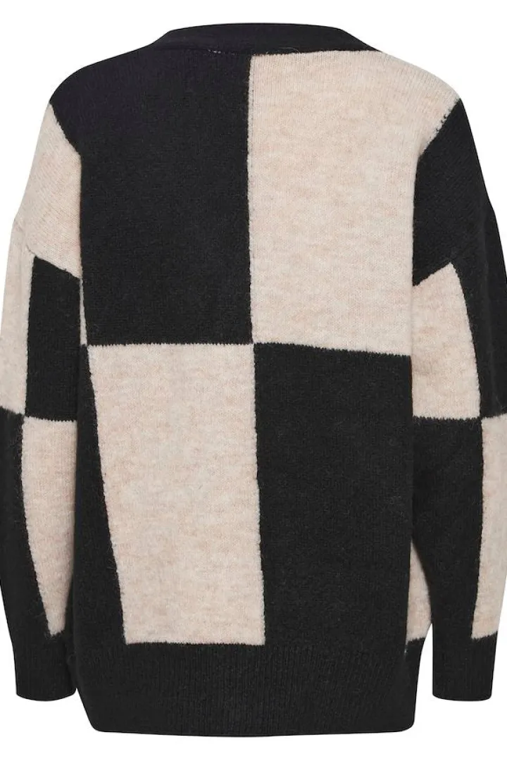 lura_cardigan_meteorite_c_8.webp Ichi Jumpers & Cardigans<LURA CARDIGAN (METEORITE CHECK)