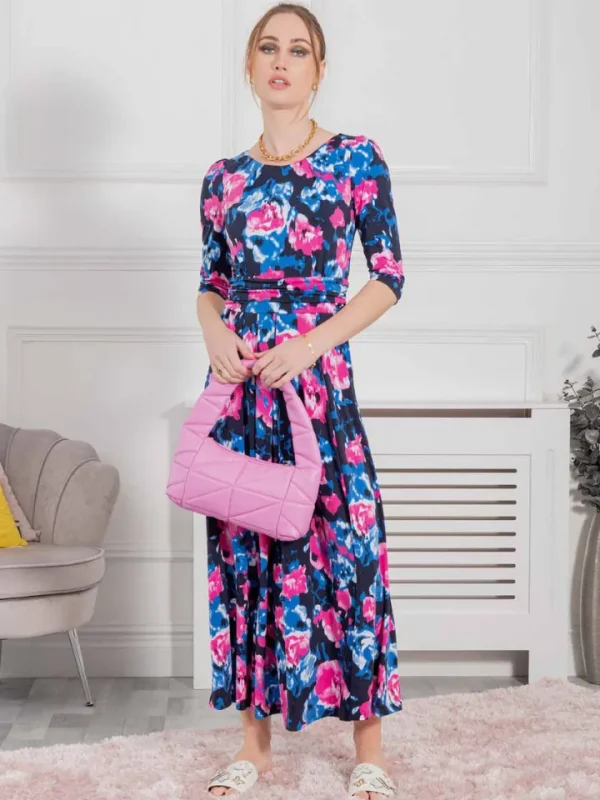 Jolie Moi Occasionwear<Macara Wrap Maxi Dress | Abstract Floral (Navy)