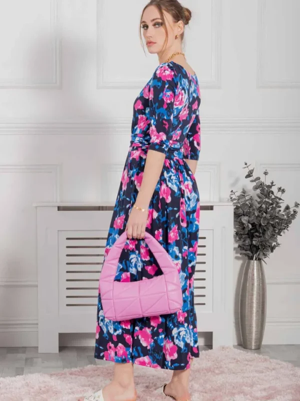 Jolie Moi Occasionwear<Macara Wrap Maxi Dress | Abstract Floral (Navy)