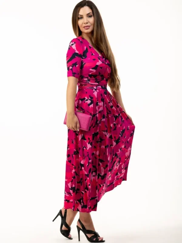 Jolie Moi Occasionwear<Macara Wrap Maxi Dress | Pink Abstract