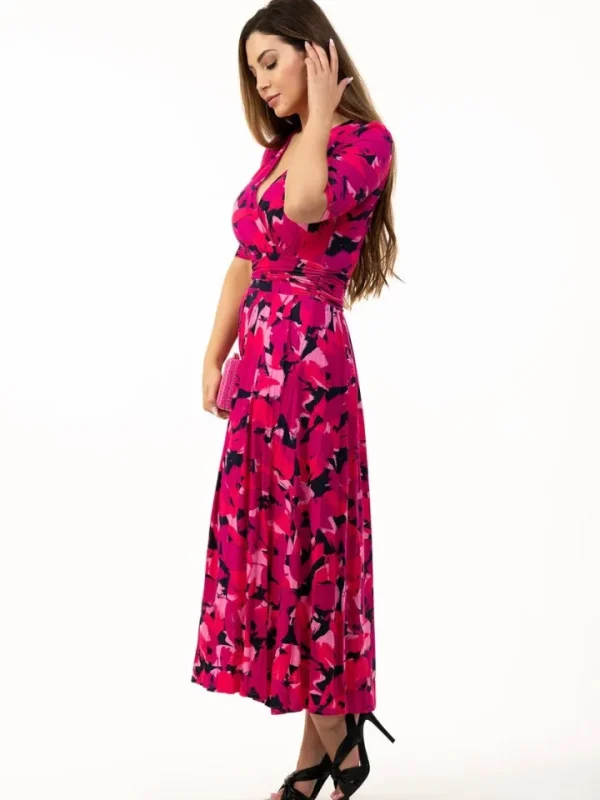 Jolie Moi Occasionwear<Macara Wrap Maxi Dress | Pink Abstract