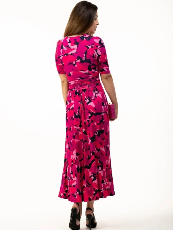 Jolie Moi Occasionwear<Macara Wrap Maxi Dress | Pink Abstract