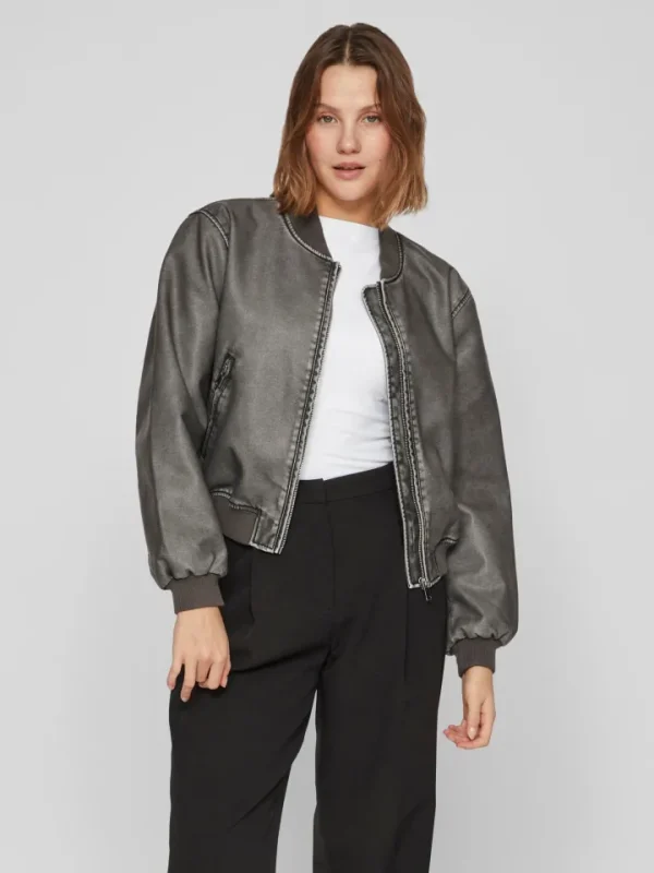 Vila Jackets<MACKA WASHED BOMBER JACKET (GREY)d