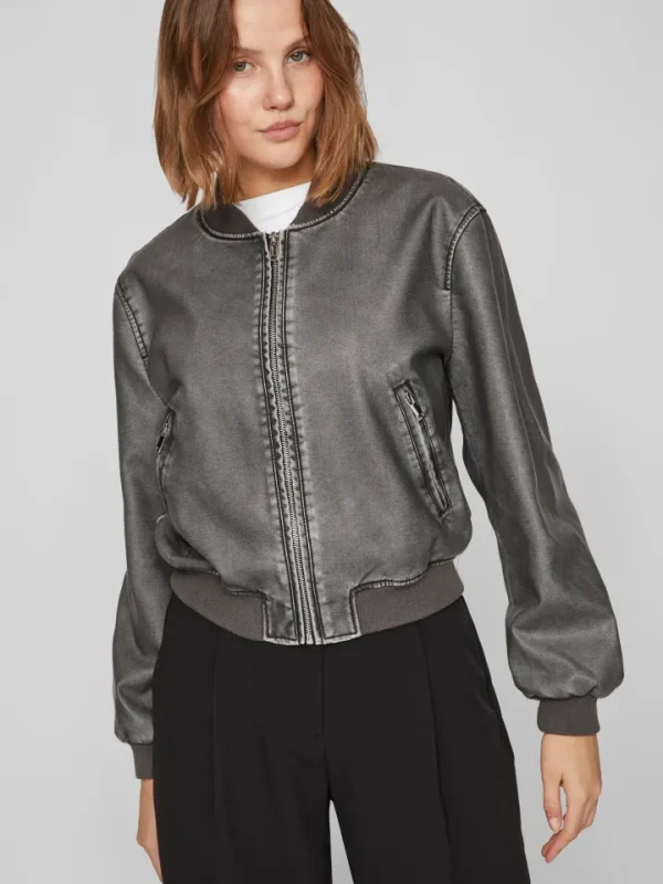 Vila Jackets<MACKA WASHED BOMBER JACKET (GREY)d