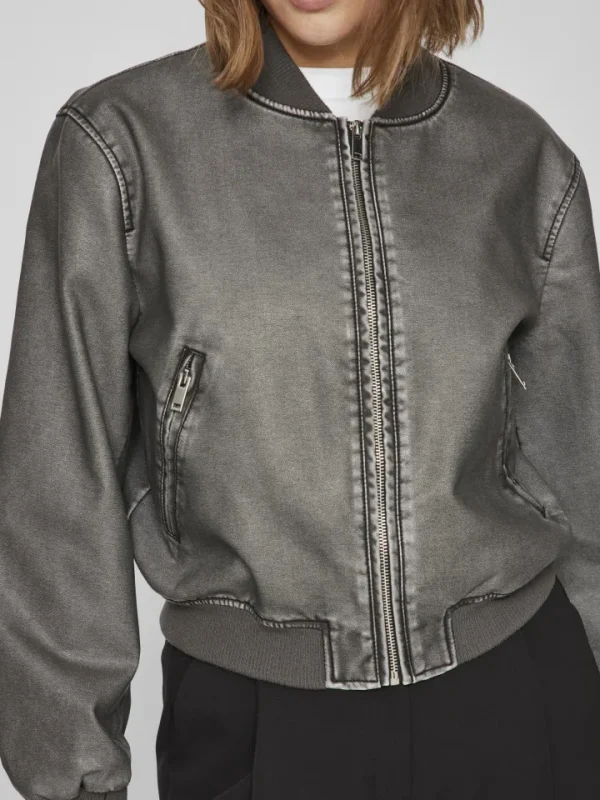 Vila Jackets<MACKA WASHED BOMBER JACKET (GREY)d