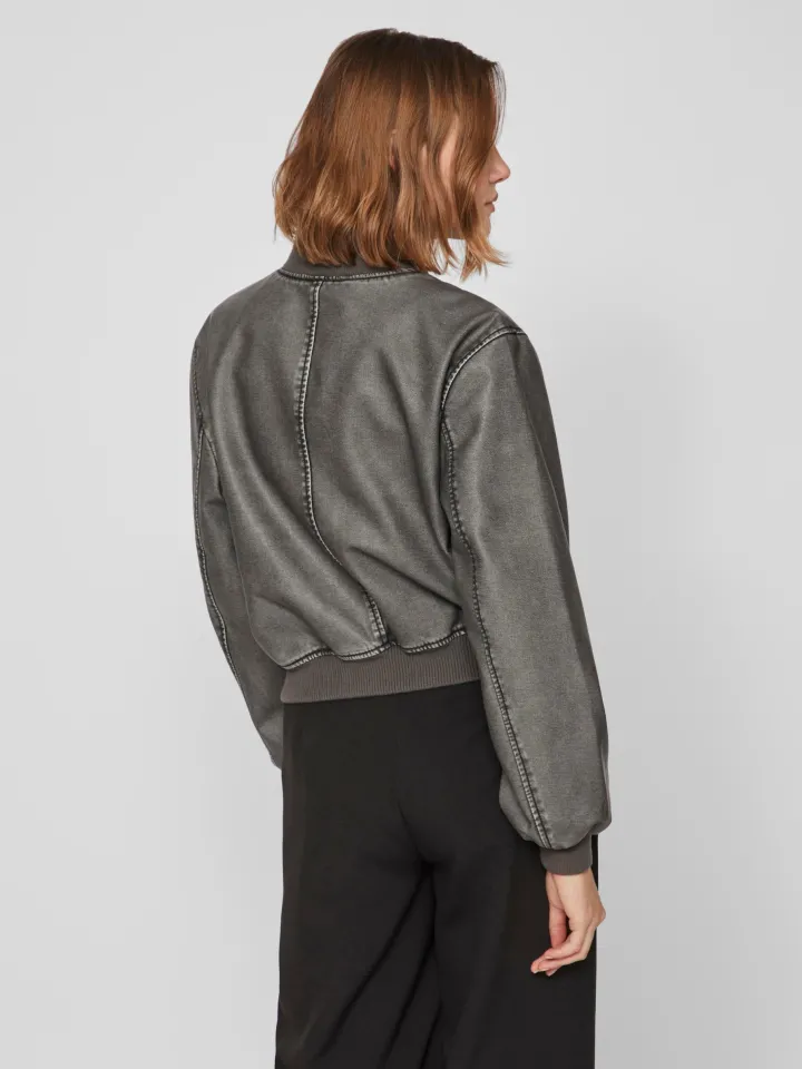 macka_washed_bomber_jacke_5.webp Vila Jackets<MACKA WASHED BOMBER JACKET (GREY)d
