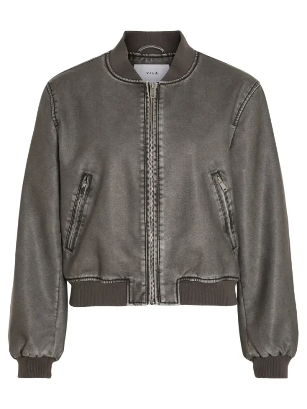 Vila Jackets<MACKA WASHED BOMBER JACKET (GREY)d