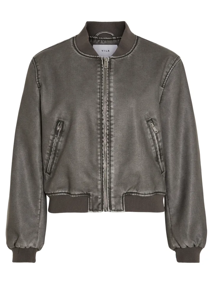 macka_washed_bomber_jacke_6.webp Vila Jackets<MACKA WASHED BOMBER JACKET (GREY)d