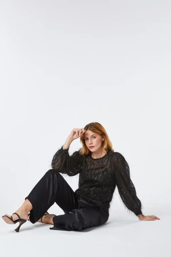 Zibi Shirts & Blouses<Maden Long Sleeve Striped Blouse (Black)