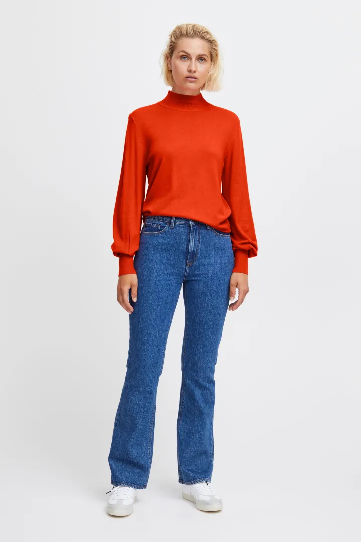 mafah_jumper_orange_1.webp Ichi Jumpers & Cardigans<MAFAH JUMPER (ORANGE)