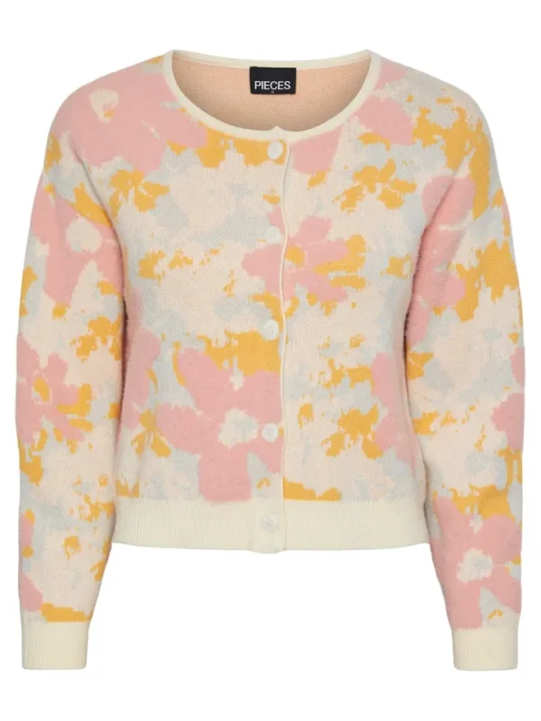 Pieces Jumpers & Cardigans<MAGGIE CARDIGAN (CLOUD DANCER/MULTI)