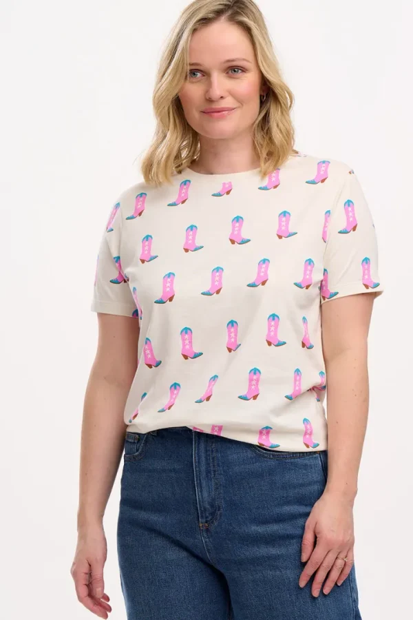 Sugarhill T-Shirts<Maggie T-Shirt (Off White/Cowgirl Boots)