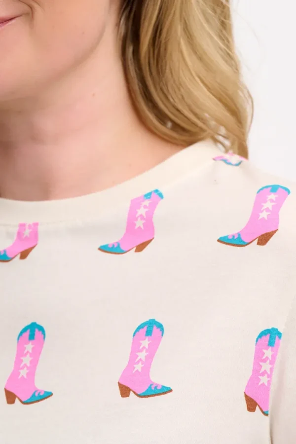 Sugarhill T-Shirts<Maggie T-Shirt (Off White/Cowgirl Boots)