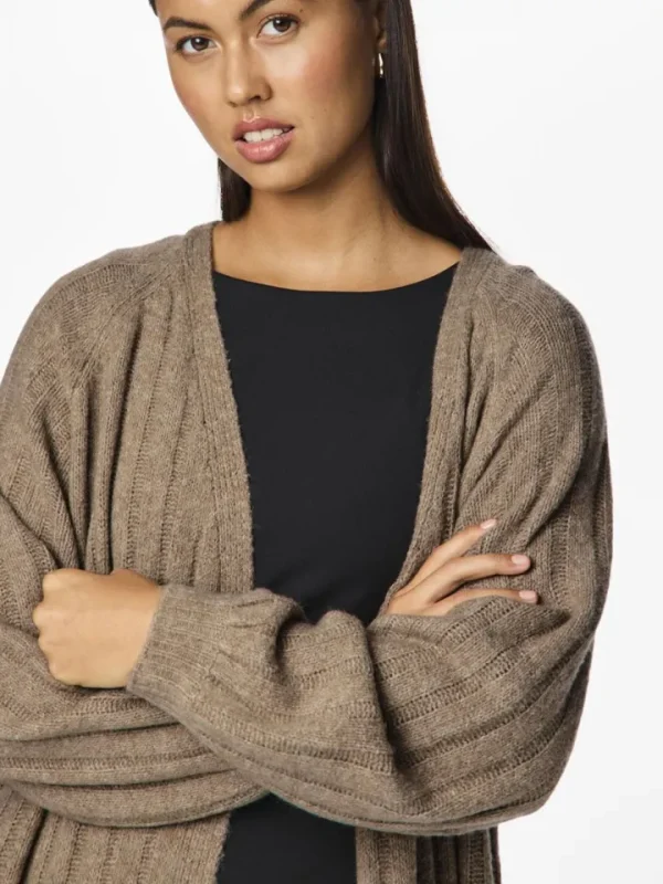 Pieces Jumpers & Cardigans<Maggy Long Knit Cardigan (Taupe Grey)