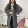 Ichi Jackets | Coats<MALU LONG COAT (BLACK/WHITE)