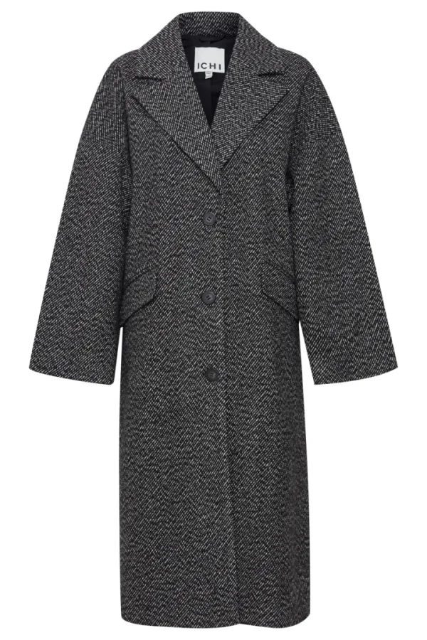 Ichi Jackets | Coats<MALU LONG COAT (BLACK/WHITE)
