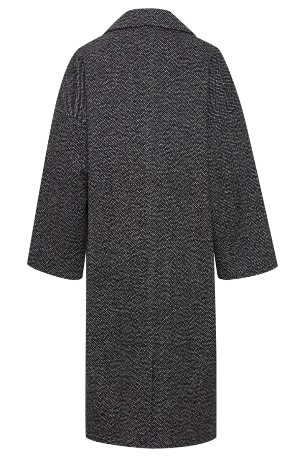 Ichi Jackets | Coats<MALU LONG COAT (BLACK/WHITE)