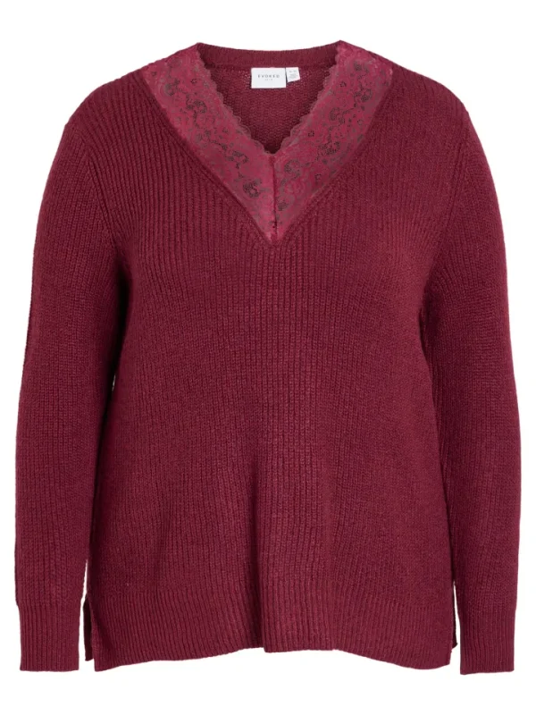 Vila Evoked Jumpers & Cardigans<MANDY LACE NECK L/S KNIT JUMPER (BEET RED)