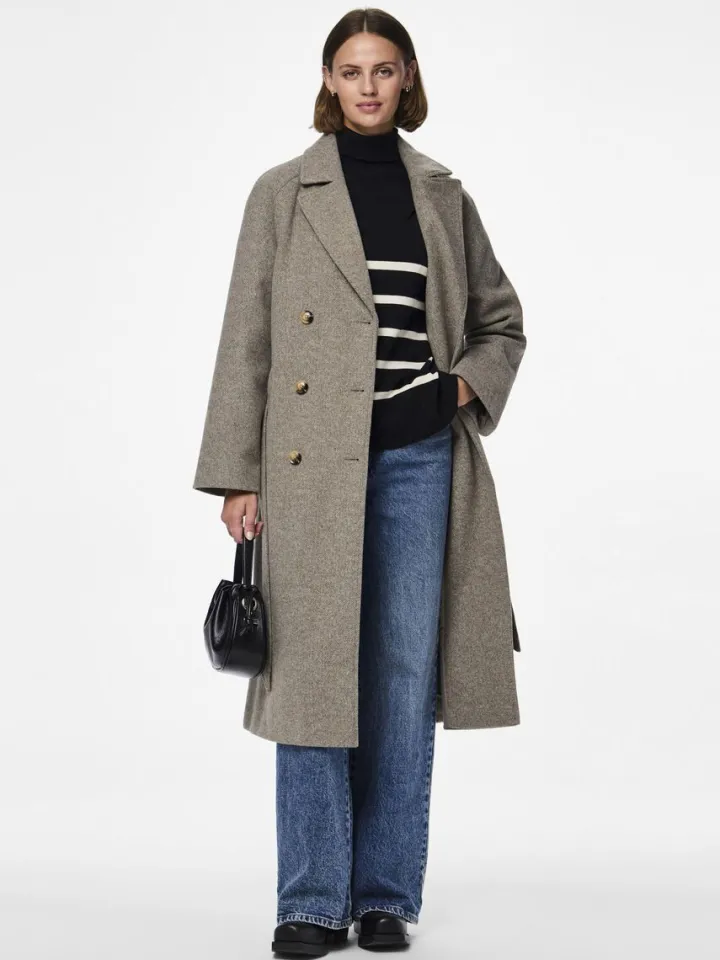 marbel_long_coat_morel_1.webp Pieces Jackets | Coats<Marbel Long Coat
