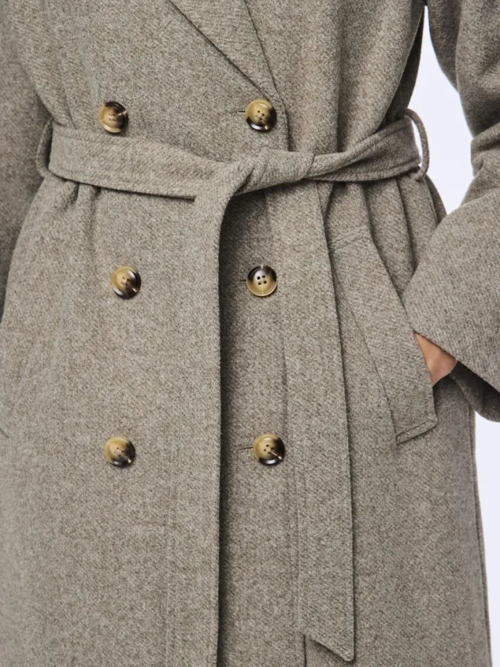 marbel_long_coat_morel_2.webp Pieces Jackets | Coats<Marbel Long Coat