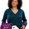 Sugarhill Jumpers & Cardigans<MARCELLA V-NECK JUMPER (TEAL/STARLIGHT)