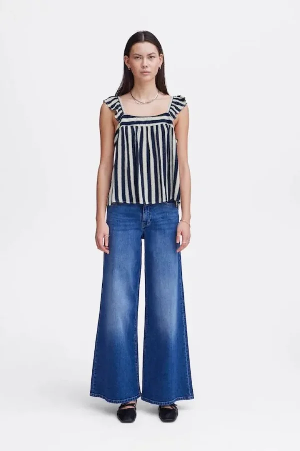Ichi Co-Ords<Marrakech Square Neck Top (Total Eclipse Stripe)