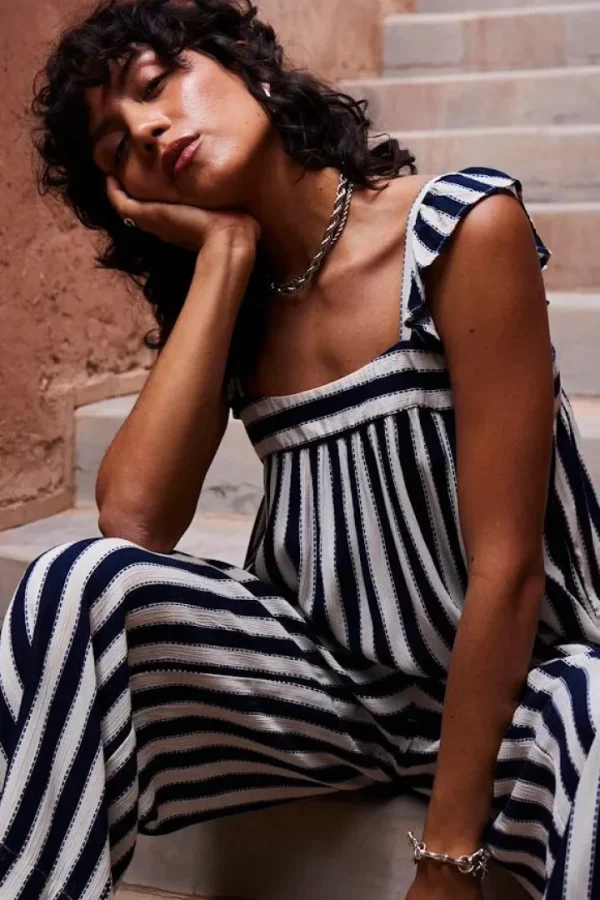 Ichi Co-Ords<Marrakech Square Neck Top (Total Eclipse Stripe)