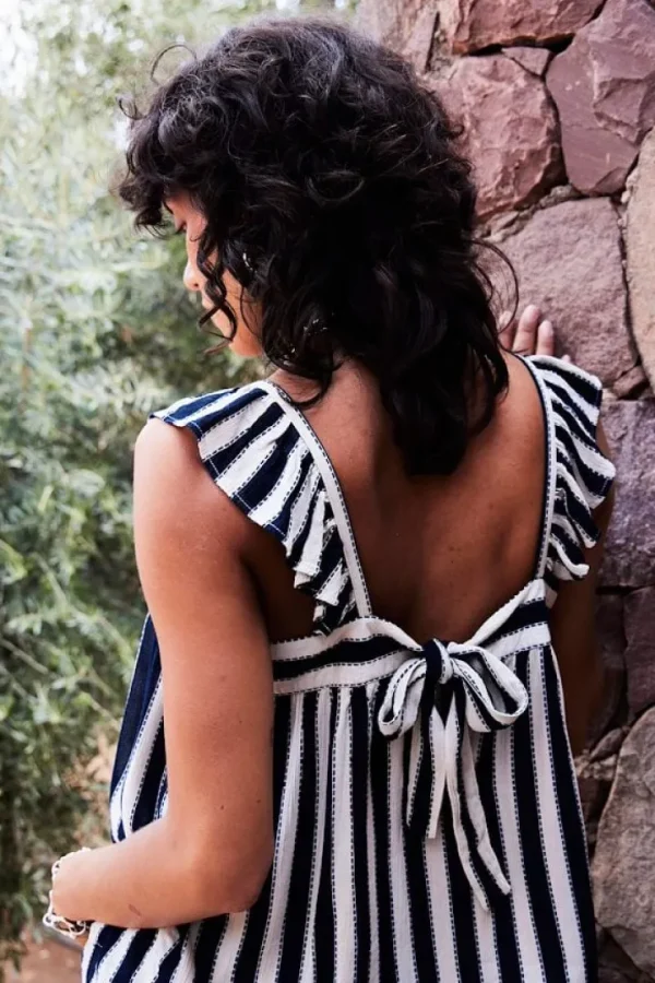 Ichi Co-Ords<Marrakech Square Neck Top (Total Eclipse Stripe)