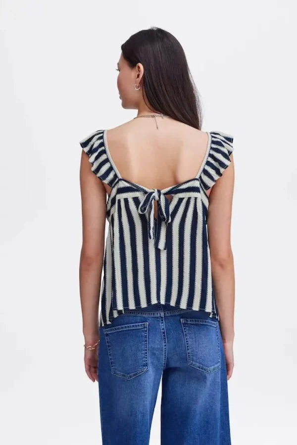 Ichi Co-Ords<Marrakech Square Neck Top (Total Eclipse Stripe)