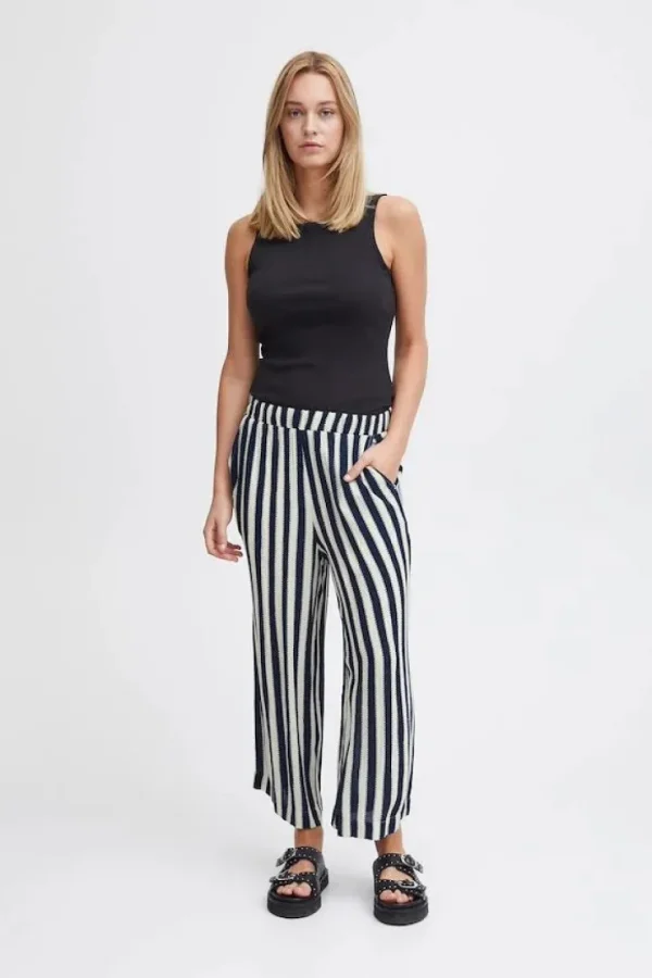 Ichi Pants<Marrakech Wide Leg Pants (Total Eclipse Stripe)