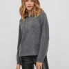 Vila Jumpers & Cardigans<Mathilda Zip Neck Jumper (Medium Grey Melange)