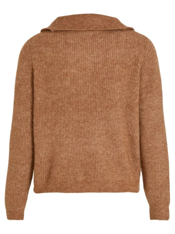 Vila Jumpers & Cardigans<Mathilda Zip Neck Jumper (Toasted Coconut)
