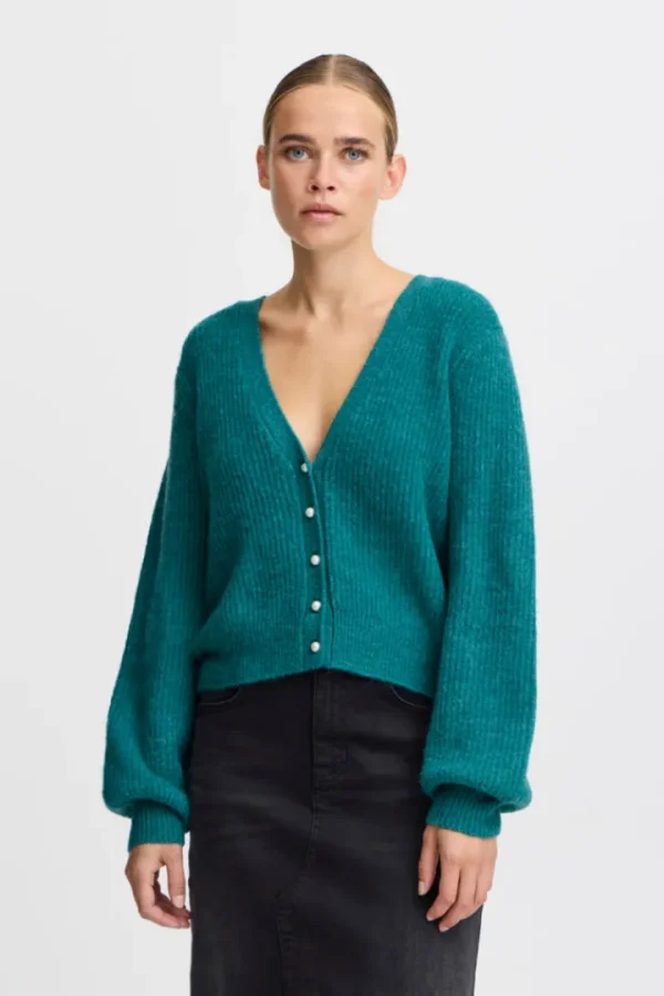 Ichi Jumpers & Cardigans<Maura Cardigan ( Green-Blue Slate)
