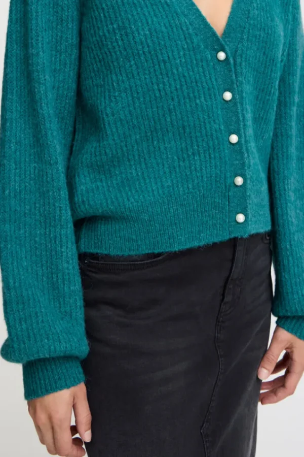 Ichi Jumpers & Cardigans<Maura Cardigan ( Green-Blue Slate)