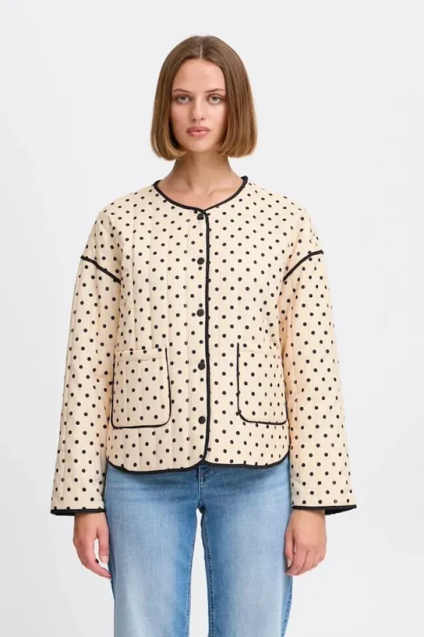 Ichi Jackets | Coats<Maura Jacket (Creme/Black Dots)