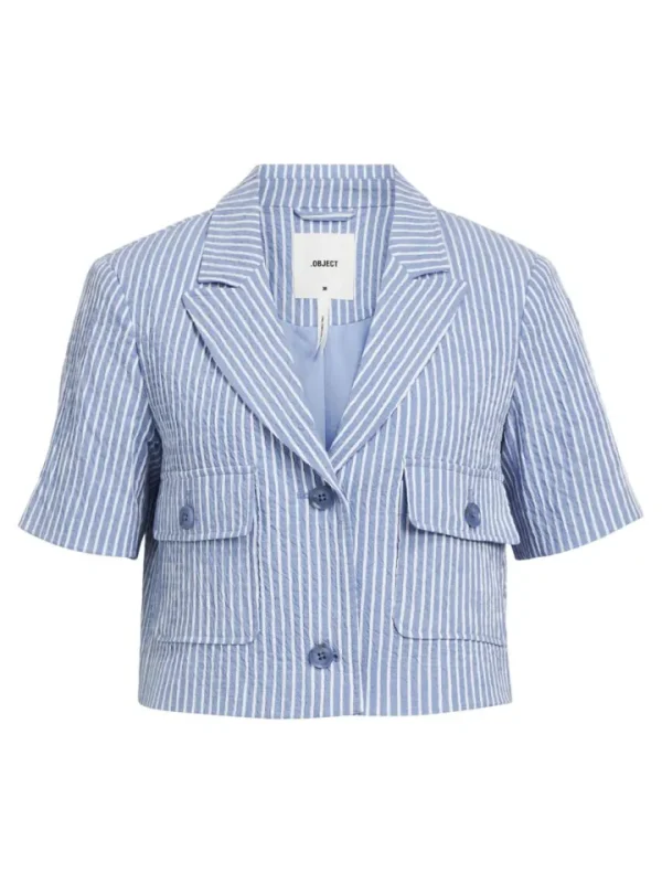Object Blazers | Co-Ords<Maya Short Sleeve Blazer (Palace Blue/White)
