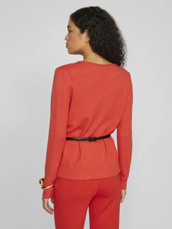 Vila Jumpers & Cardigans<Miela V-Neck Jumper (Aurora Red/Dark Melan)