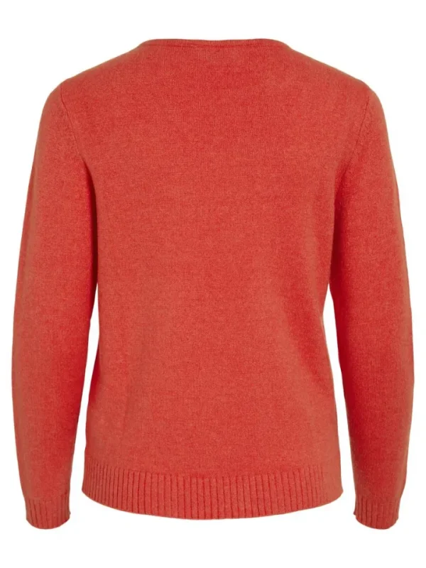 Vila Jumpers & Cardigans<Miela V-Neck Jumper (Aurora Red/Dark Melan)