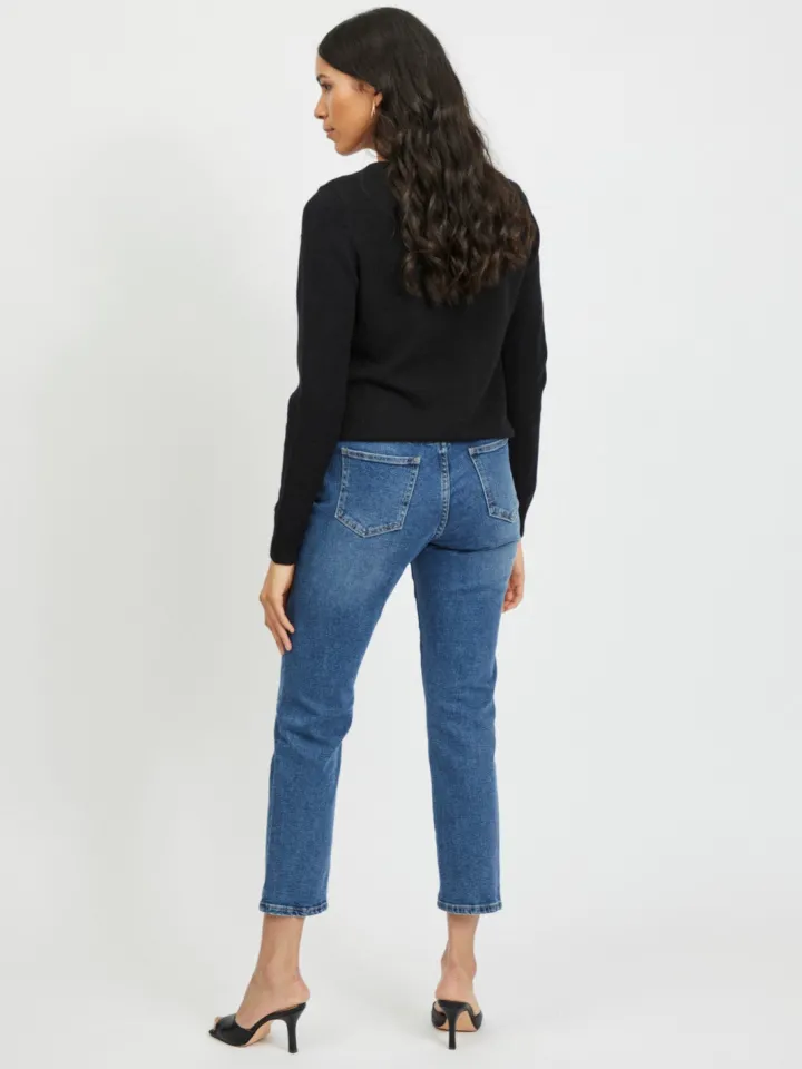 miela_vneck_jumper_black_3.webp Vila Jumpers & Cardigans<MIELA V-NECK JUMPER (BLACK)