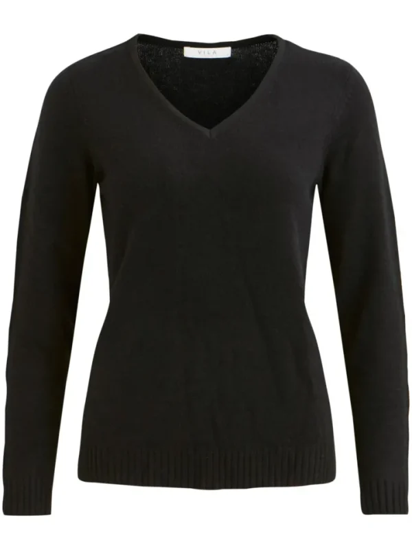 Vila Jumpers & Cardigans<MIELA V-NECK JUMPER (BLACK)