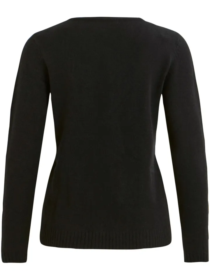 miela_vneck_jumper_black_5.webp Vila Jumpers & Cardigans<MIELA V-NECK JUMPER (BLACK)