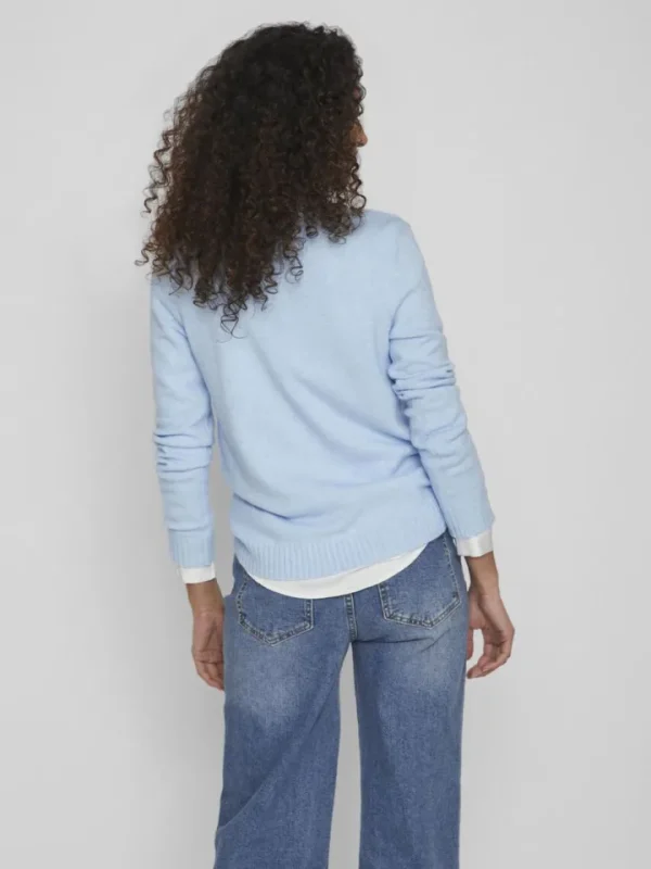 Vila Jumpers & Cardigans<MIELA V-NECK JUMPER (BLUE MELANGE)